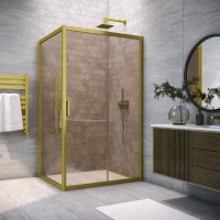 Душевой уголок Vegas-Glass ZP+ZPV NOVO 105x85 золото матовое