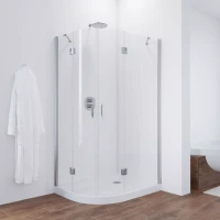 Угловые душевые ограждения с распашными дверями AFS-F NOVO 100x90 глянцевый хром