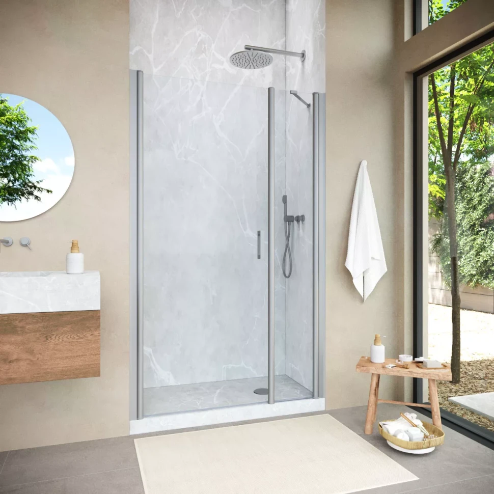 Душевая дверь Vegas-Glass EP-F-2 NOVO 170 h189 матовый хром