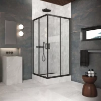 Угловые ограждения с раздвижными дверями ZA Protec 90x90 черный матовый