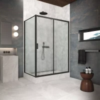 Угловые душевые ограждения ZP+ZPV Protec 120x80 черный матовый