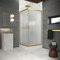 Угловые ограждения с раздвижными дверями ZA Protec 95x95 золото матовое