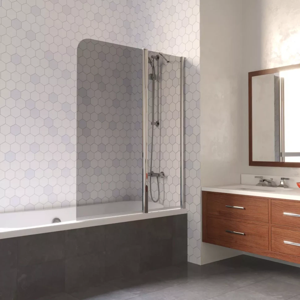 Шторки на ванну E2V LUX ST 115 глянцевый хром