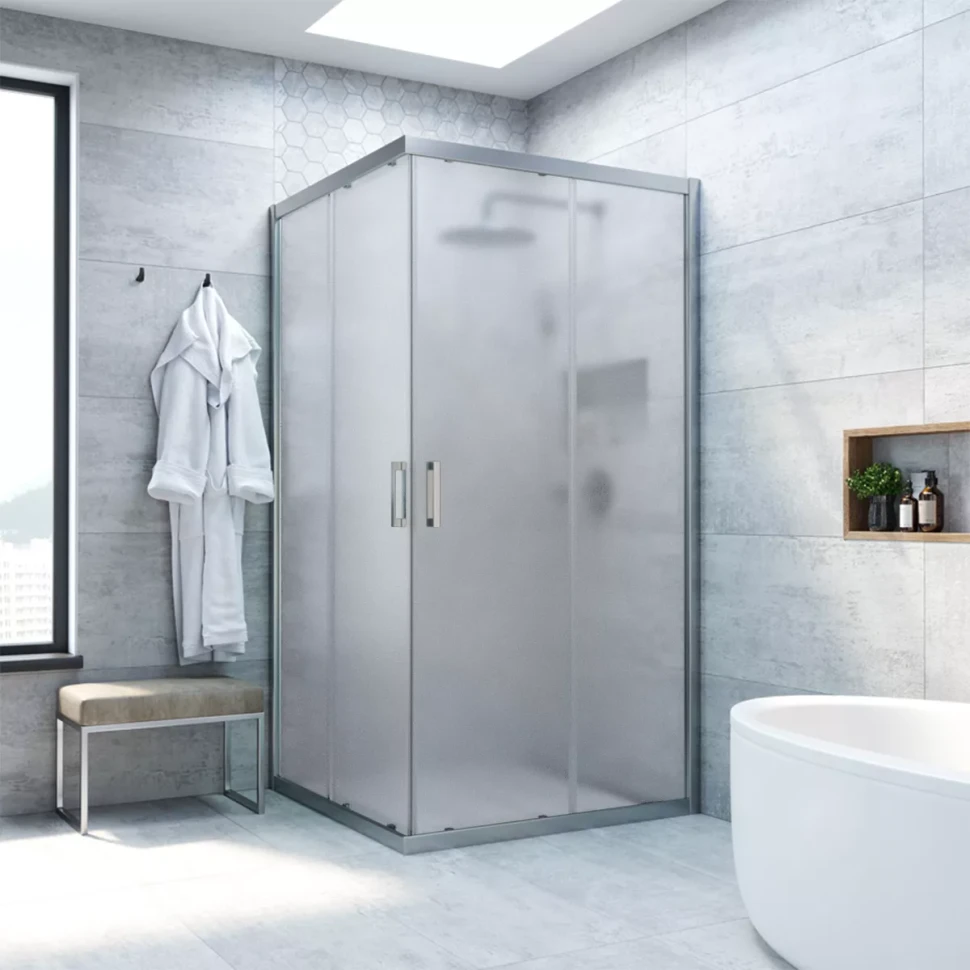 Душевой уголок Vegas-Glass ZA NOVO 100x100 матовый хром