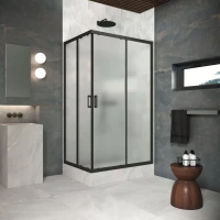 Угловые ограждения с раздвижными дверями ZA-F Protec 120x85 черный матовый