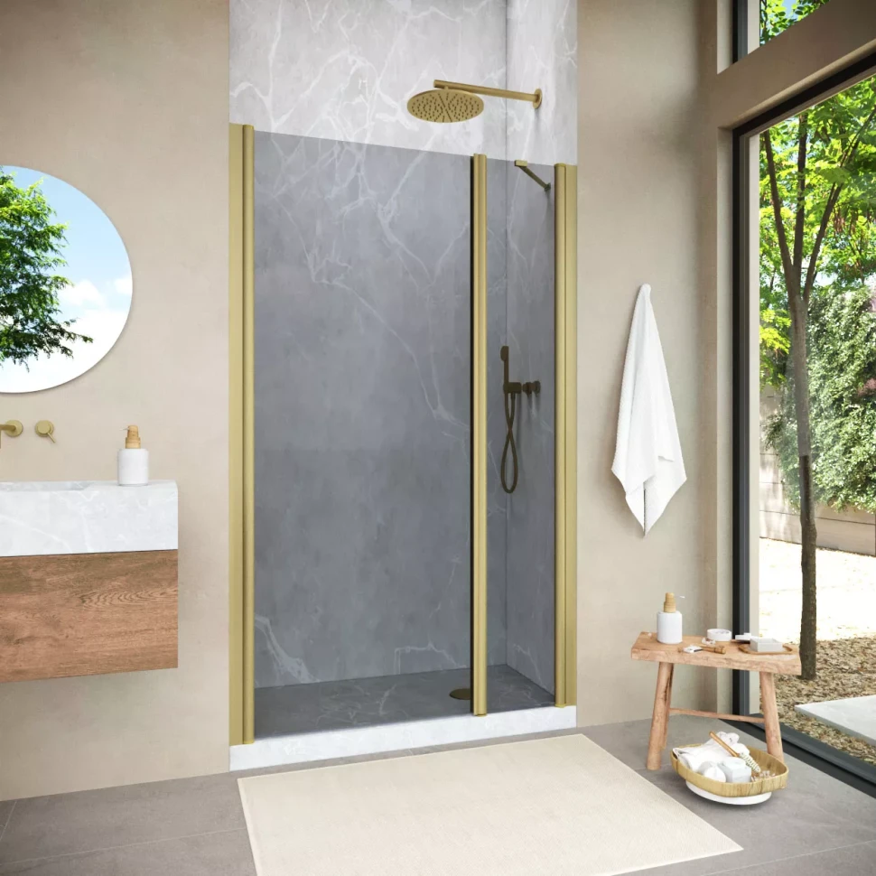 Душевая дверь Vegas-Glass EP-F-2 NOVO 120 h200 золото матовое