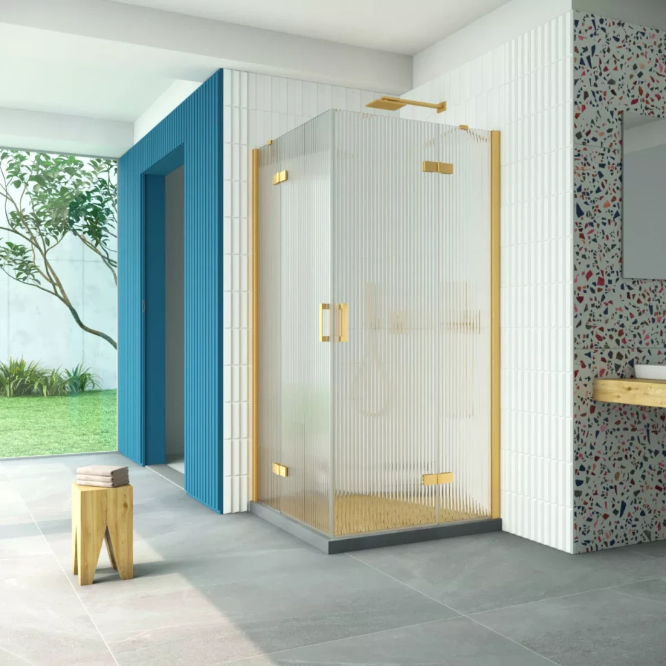 Душевой уголок Vegas-Glass AFA Retta 90x90 золото матовое