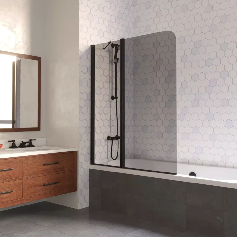 Шторки на ванну E2V LUX ST 115 черный матовый