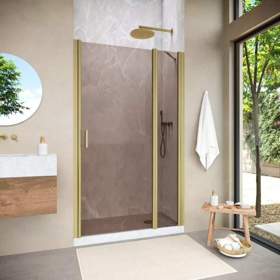 Душевая дверь Vegas-Glass EP-F-1 NOVO 120 h200 золото матовое