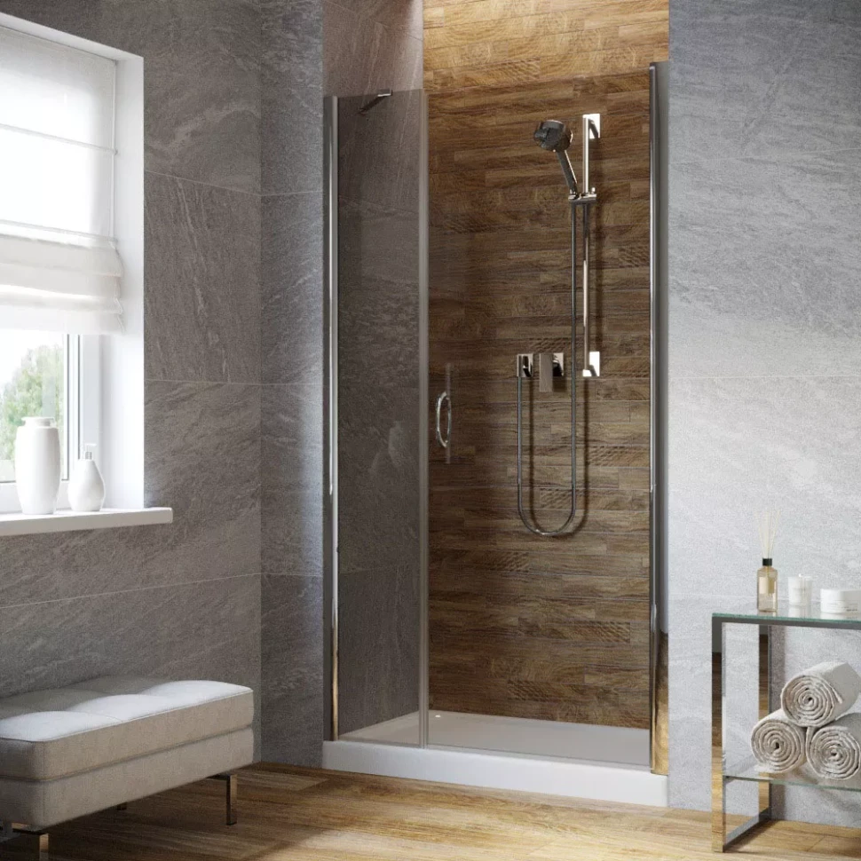 Душевая дверь в нишу Vegas-Glass EP-F-2 LUX 105 глянцевый хром