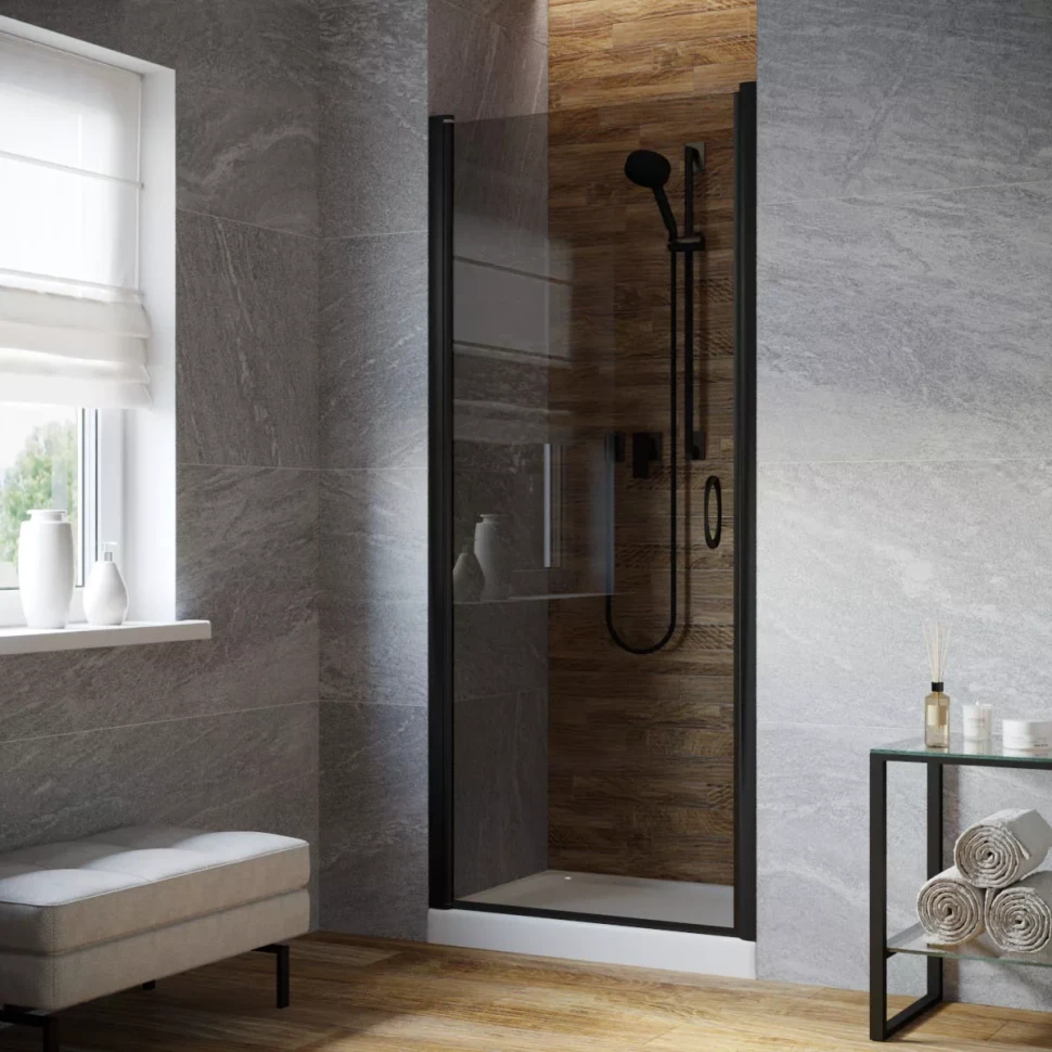 Дверь в душевую нишу Vegas-Glass EP LUX 95 черный матовый