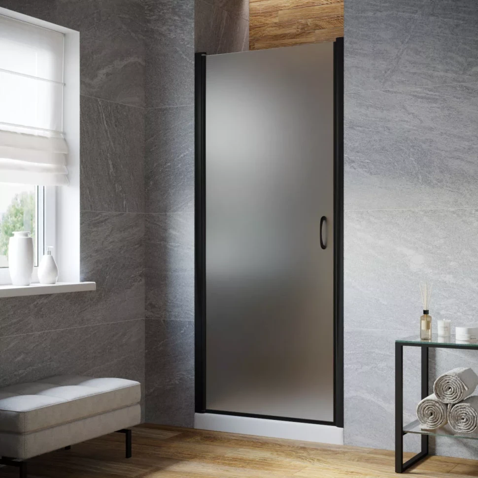 Дверь в душевую нишу Vegas-Glass EP LUX 95 черный матовый