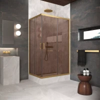 Угловые ограждения с раздвижными дверями ZA-F Protec 100x70 золото матовое