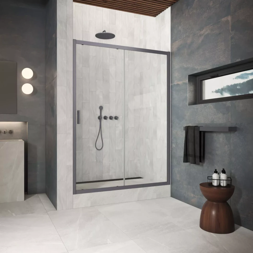 Двери в душевой проем ZP Protec 130 матовый хром