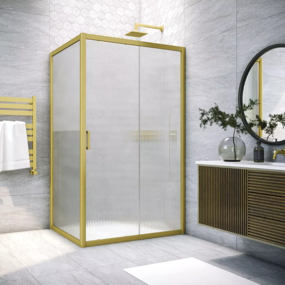 Душевой уголок Vegas-Glass ZP+ZPV NOVO 110x100 золото матовое