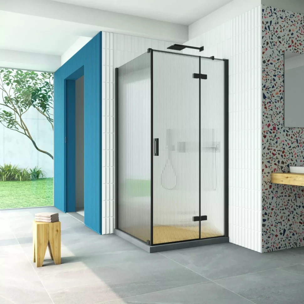 Душевой уголок Vegas-Glass AFP-Fis Retta 110x80 черный матовый