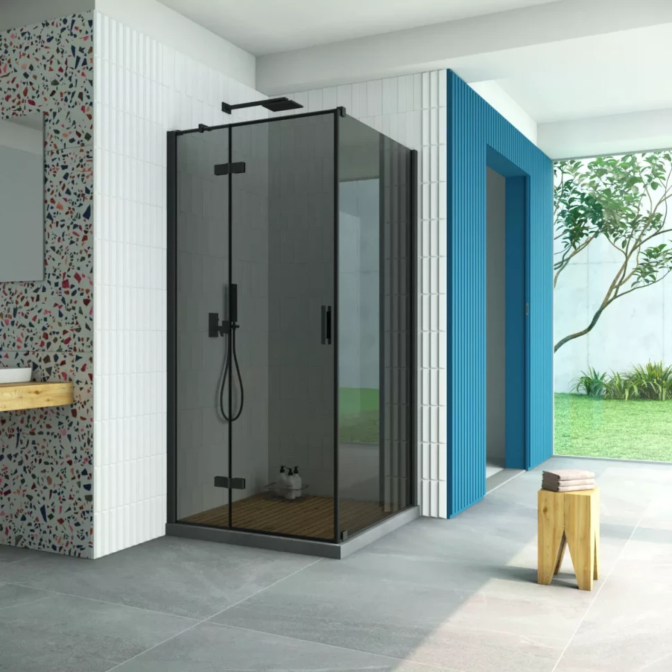 Душевой уголок Vegas-Glass AFP-Fis Retta 110x80 черный матовый