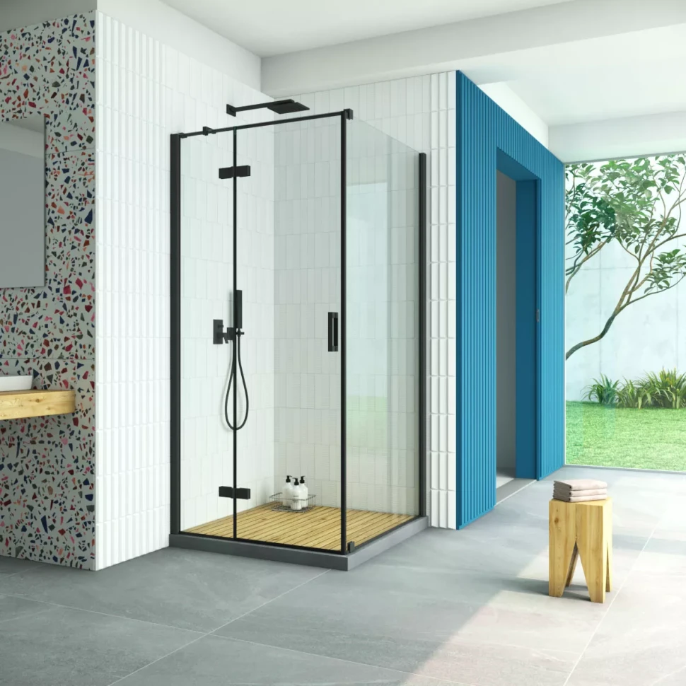 Душевой уголок Vegas-Glass AFP-Fis Retta 110x80 черный матовый