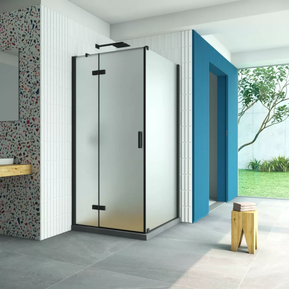 Душевой уголок Vegas-Glass AFP-Fis Retta 110x80 черный матовый