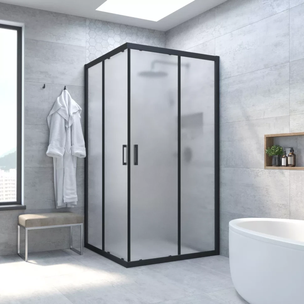 Душевой уголок Vegas-Glass ZA NOVO 120x120 черный матовый