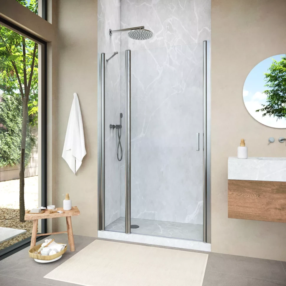 Душевая дверь Vegas-Glass EP-F-1 NOVO 125 h189 матовый хром