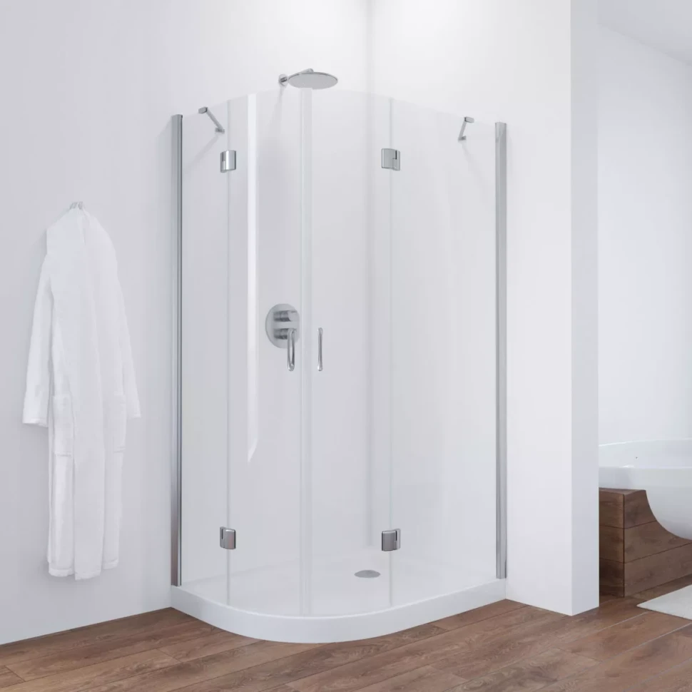 Угловые душевые ограждения с распашными дверями AFS-F NOVO 110x80 глянцевый хром