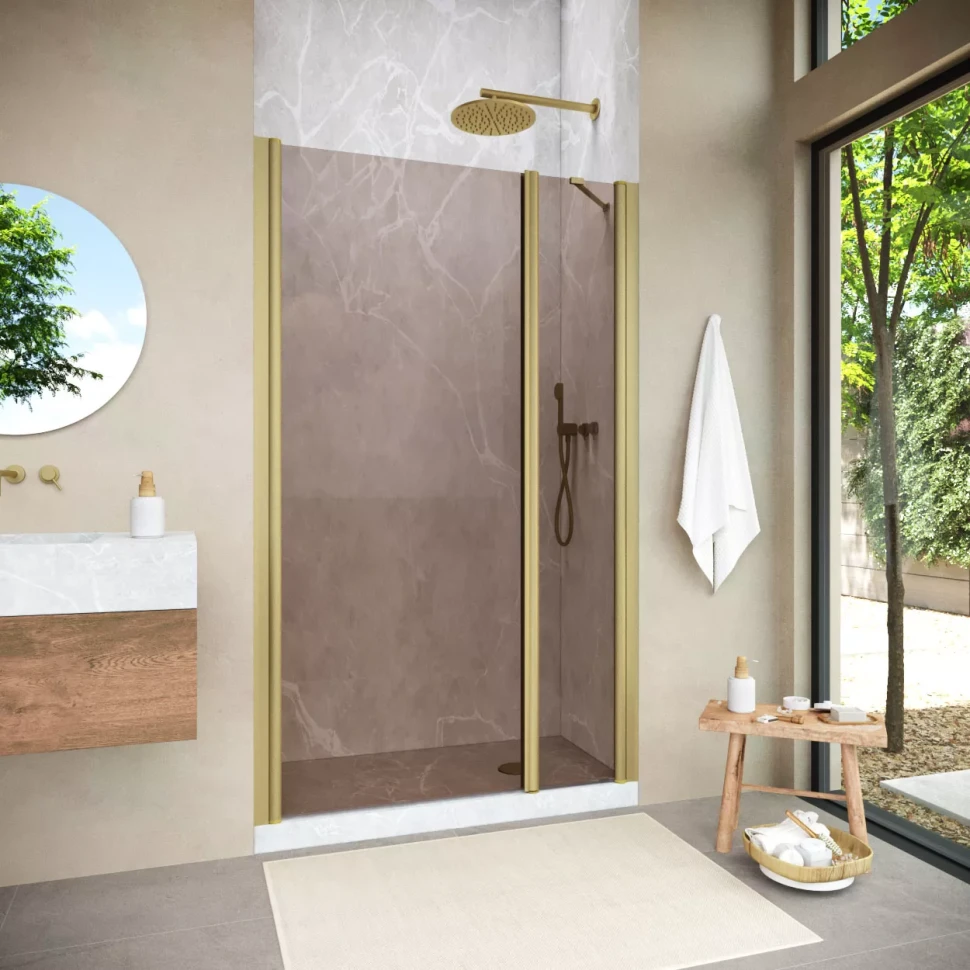 Душевая дверь Vegas-Glass EP-F-2 NOVO 175 h200 золото матовое