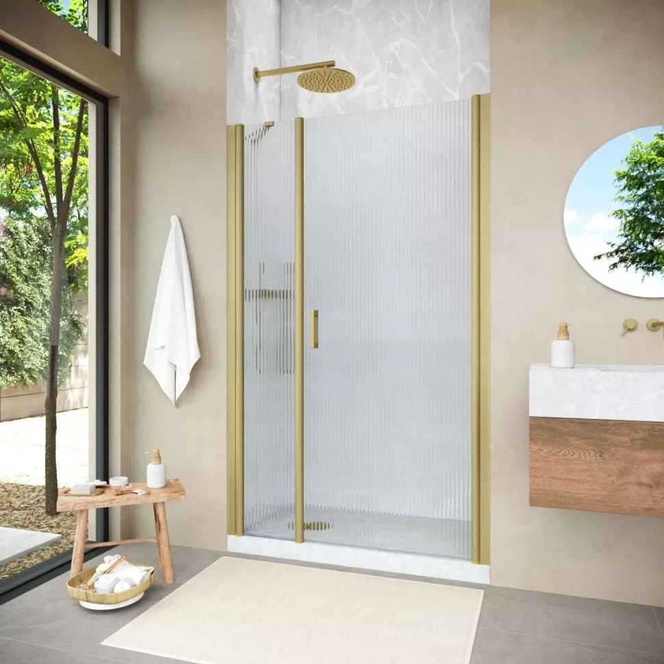Душевая дверь Vegas-Glass EP-F-2 NOVO 175 h200 золото матовое