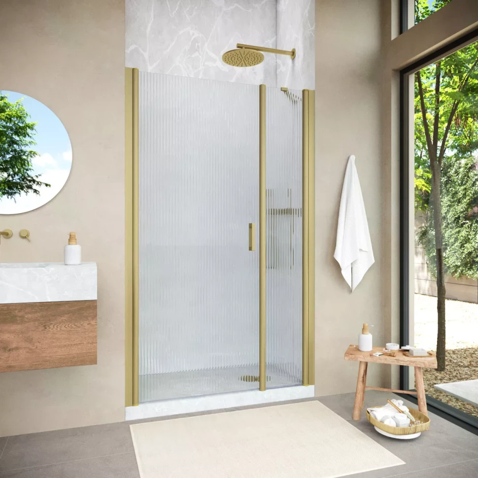 Душевая дверь Vegas-Glass EP-F-2 NOVO 175 h200 золото матовое
