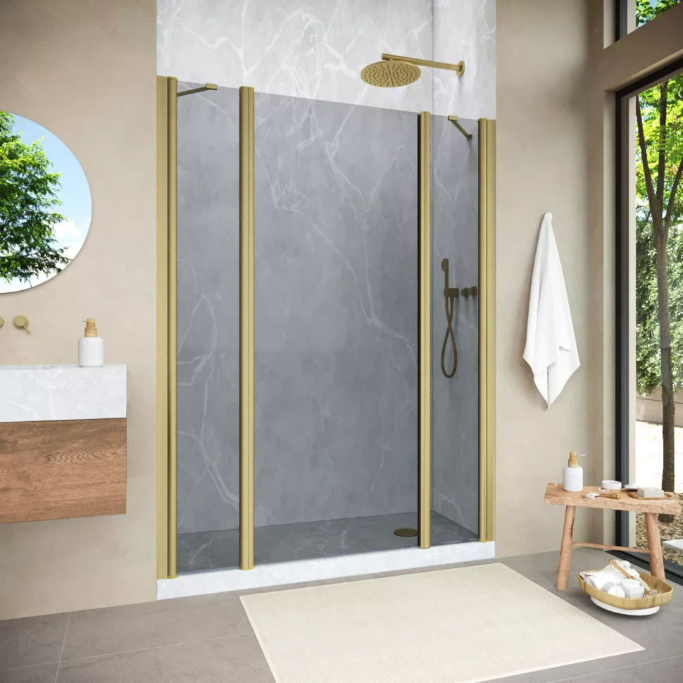 Душевая дверь Vegas-Glass EP-2F NOVO 180 h200 золото матовое