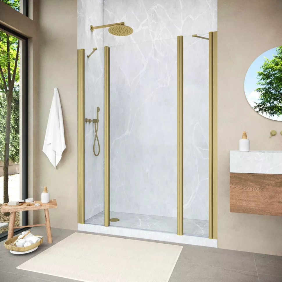 Душевая дверь Vegas-Glass EP-2F NOVO 180 h200 золото матовое