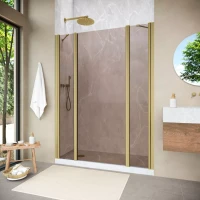 Душевая дверь Vegas-Glass EP-2F NOVO 180 h200 золото матовое