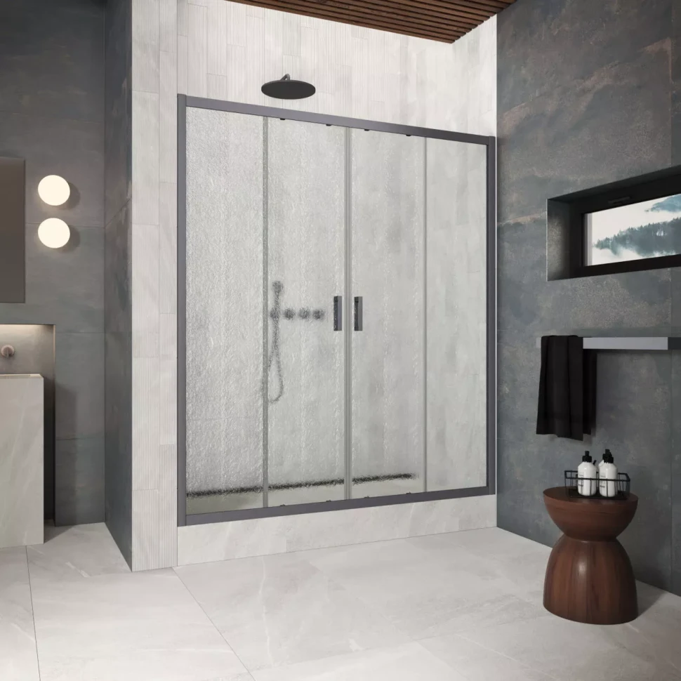 Двери в душевой проем Z2P Protec 180 Тёмная оружейная сталь (GunMetal)