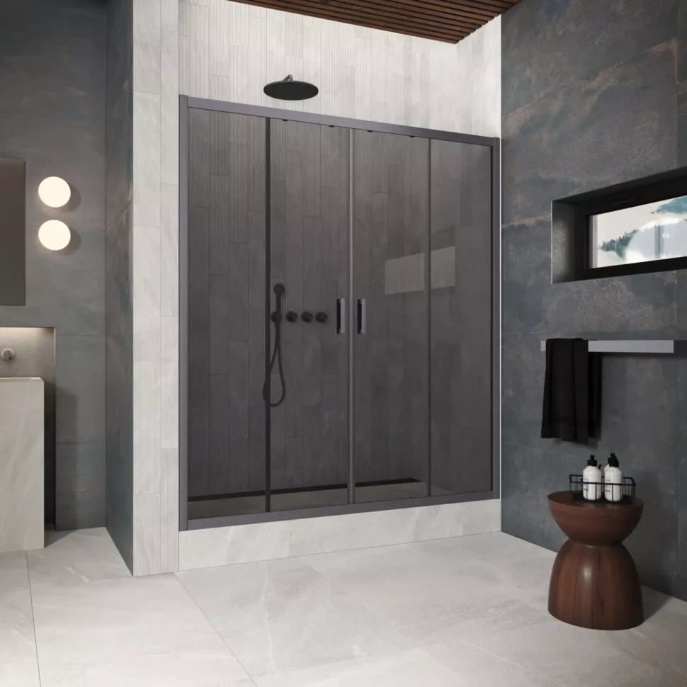 Двери в душевой проем Z2P Protec 180 Тёмная оружейная сталь (GunMetal)