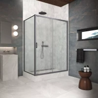 Угловые душевые ограждения ZP+ZPV Protec 135x70 Тёмная оружейная сталь (GunMetal)