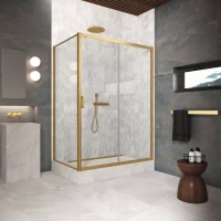 Угловые душевые ограждения ZP+ZPV Protec 160x100 золото матовое
