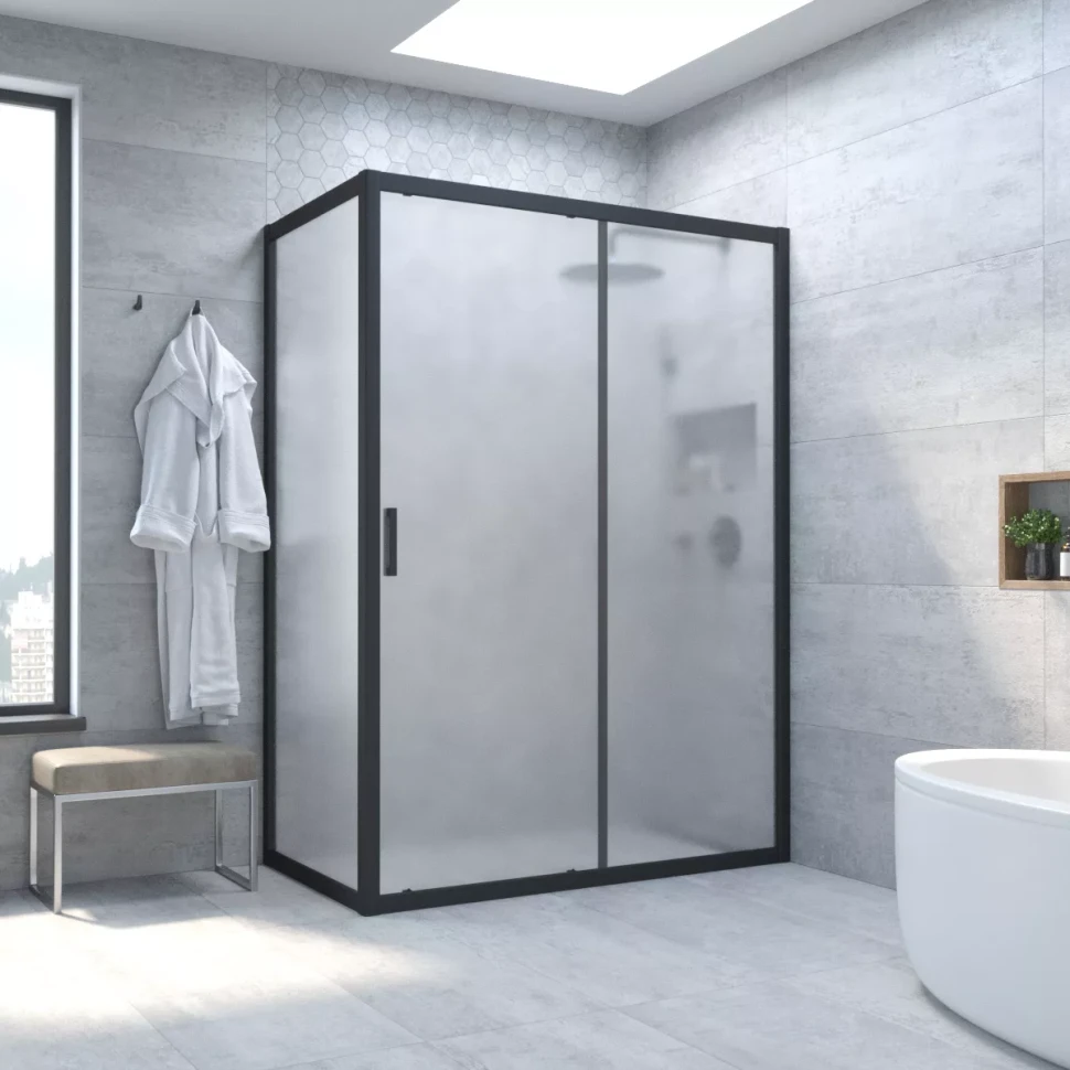 Душевой уголок Vegas-Glass ZP+ZPV NOVO 145x75 черный матовый