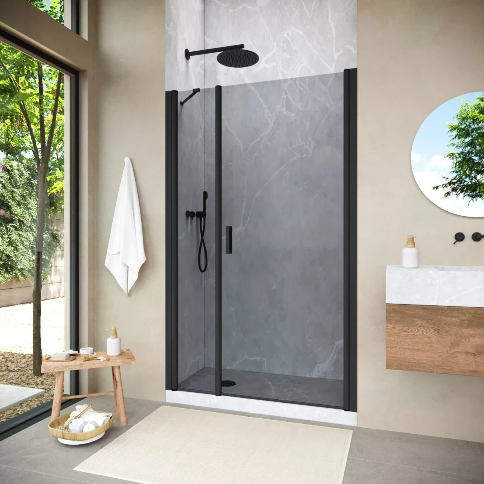 Душевая дверь Vegas-Glass EP-F-2 NOVO 125 h200 черный матовый