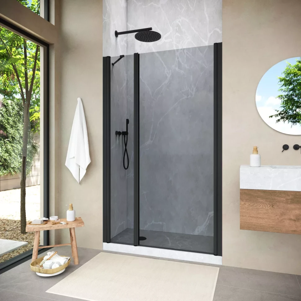 Душевая дверь Vegas-Glass EP-F-2 NOVO 125 h200 черный матовый