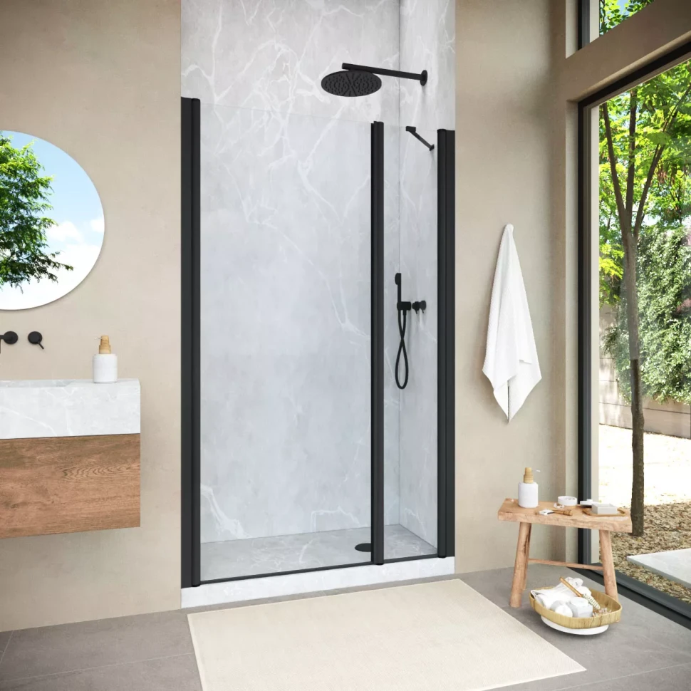 Душевая дверь Vegas-Glass EP-F-2 NOVO 175 h200 черный матовый