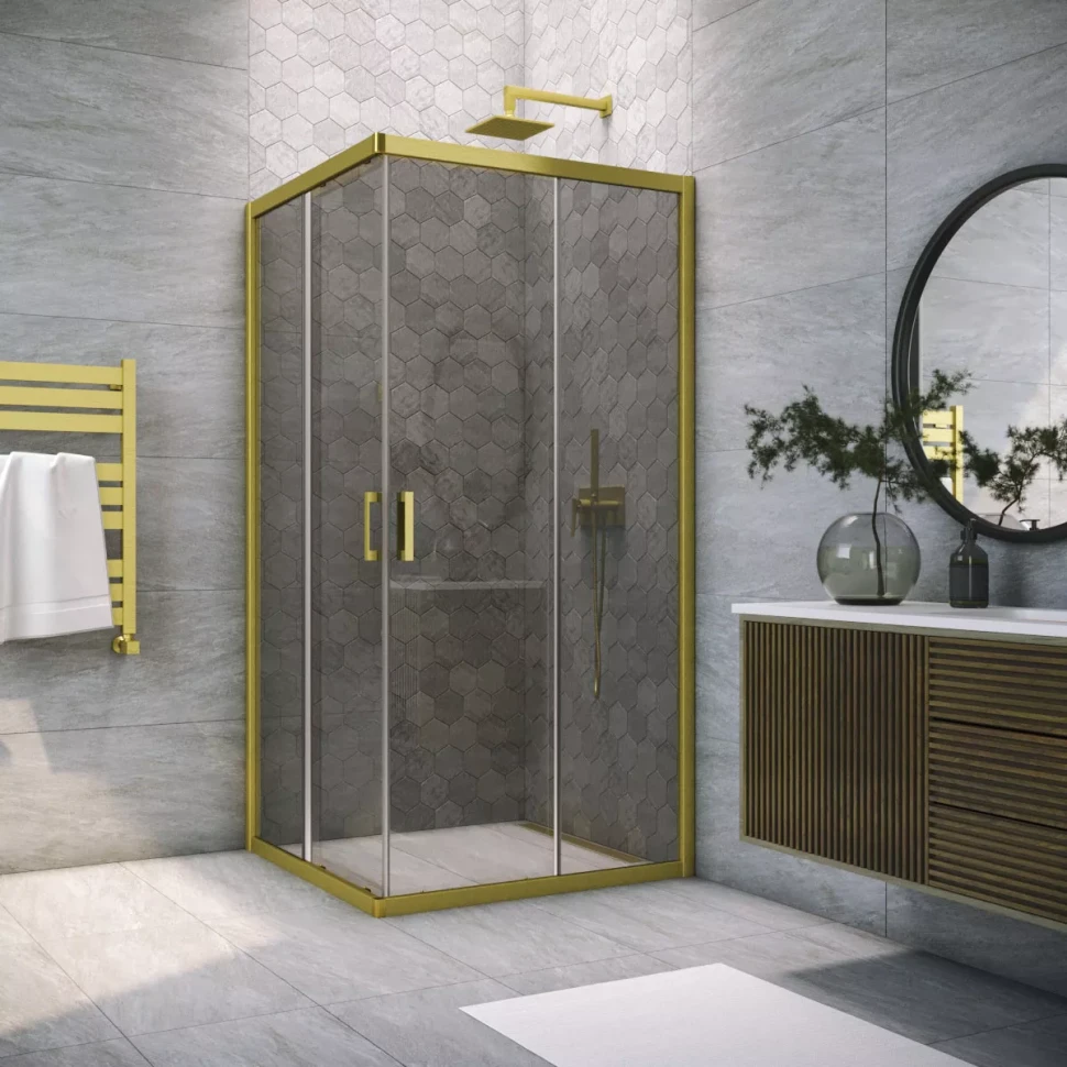 Душевой уголок Vegas-Glass ZA NOVO 80x80 золото матовое