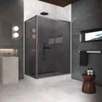 Угловые душевые ограждения ZP+ZPV Protec 120x95 Тёмная оружейная сталь (GunMetal)