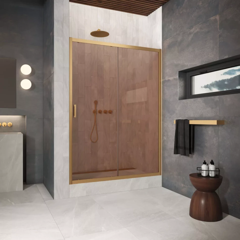 Двери в душевой проем ZP Protec 140 золото матовое