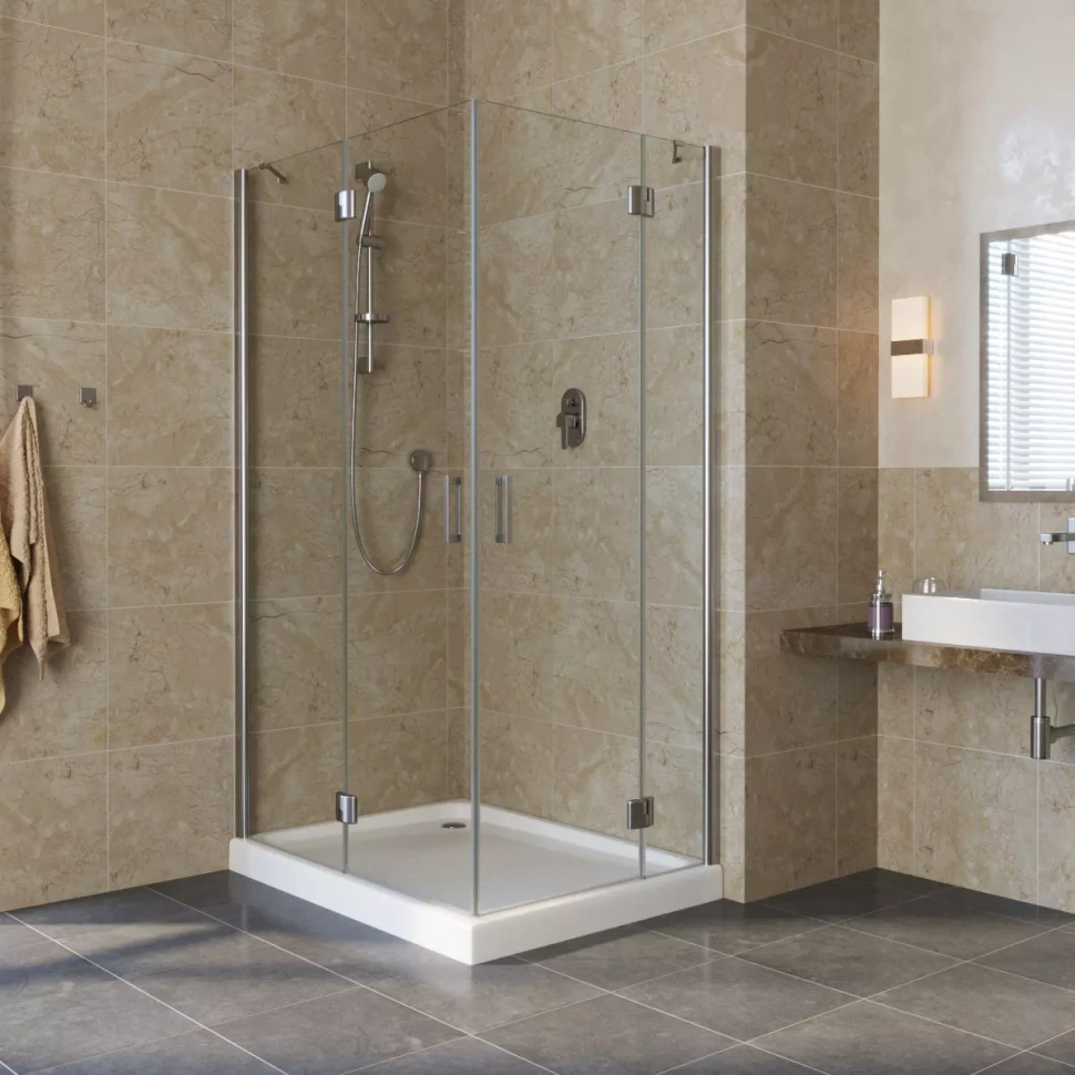 Угловые душевые ограждения с распашными дверями AFA-F LUX 100x90 черный матовый