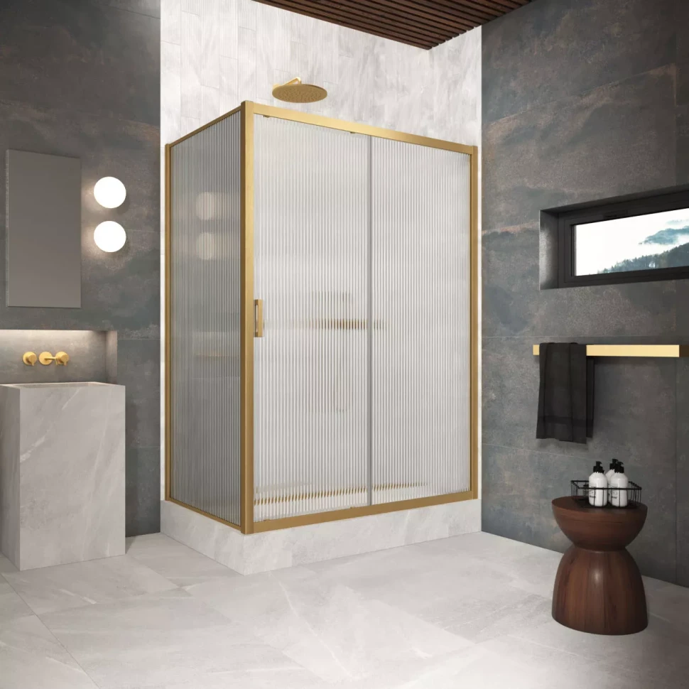 Угловые душевые ограждения ZP+ZPV Protec 160x70 золото матовое