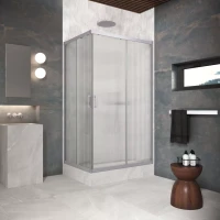 Угловые ограждения с раздвижными дверями ZA-F Protec 100x85 матовый хром