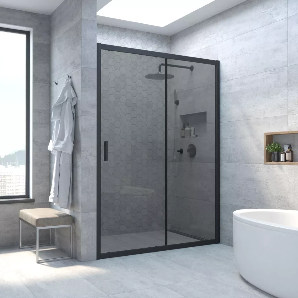 Дверь в душевой проем Vegas-Glass ZP NOVO 100 черный матовый