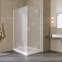 Угловые душевые ограждения с распашными дверями AFA-F LUX 110x100 белый