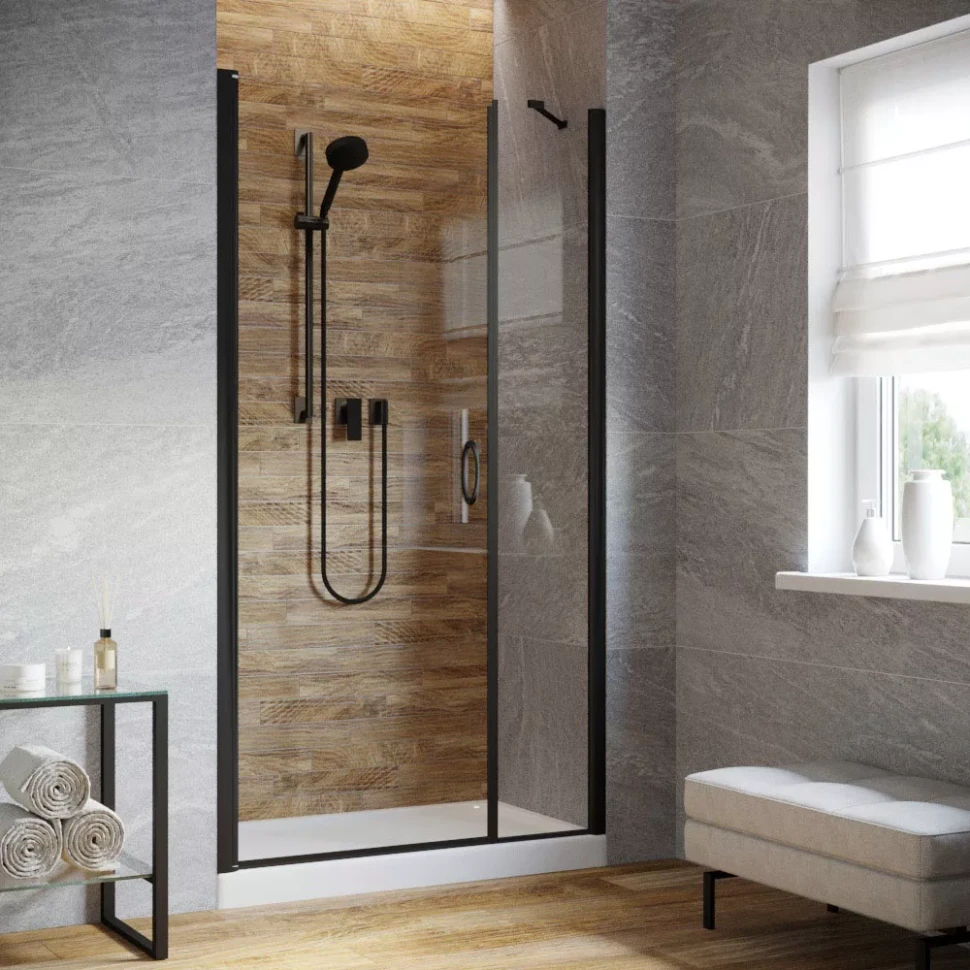 Душевая дверь в нишу Vegas-Glass EP-F-2 LUX 120 черный матовый