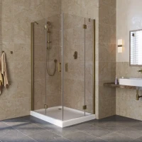 Угловые душевые ограждения с распашными дверями AFA-F LUX 110x100 бронза